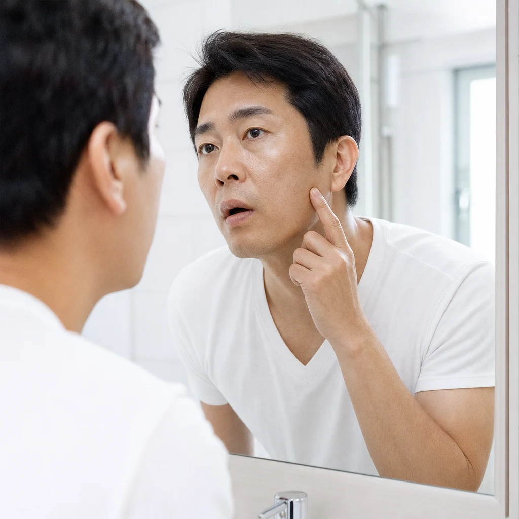 거울 앞에서 잇몸 자가 확인